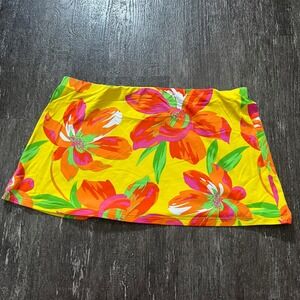 Ralph Lauren Yellow Floral Print Skirt Swim Cover Up Beach Vacation Resort